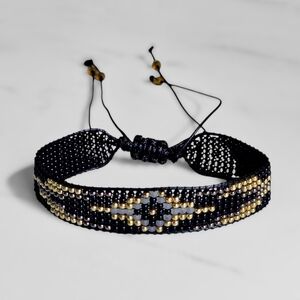 Handmade Beaded Boho Bracelet | Miyuki Boheme Y2K Jewelry Black Frost
